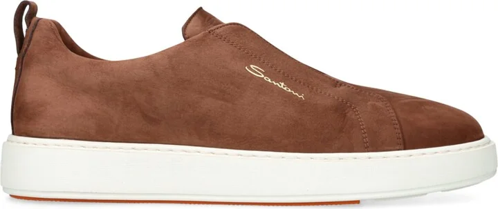 Santoni Suede Slip-On Clean Icon Sneakers