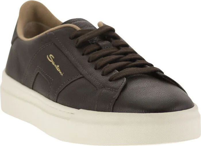 Santoni Tumbled Leather Double Buckle Trainer - Image 2