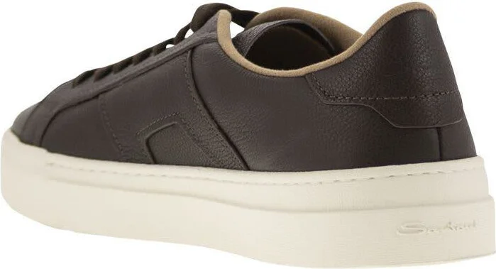 Santoni Tumbled Leather Double Buckle Trainer - Image 3