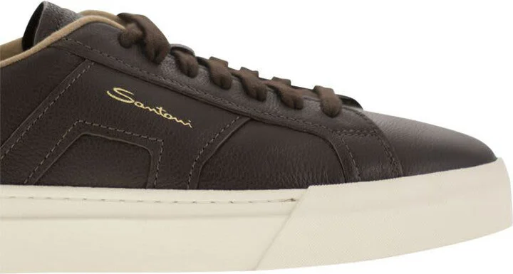Santoni Tumbled Leather Double Buckle Trainer - Image 6