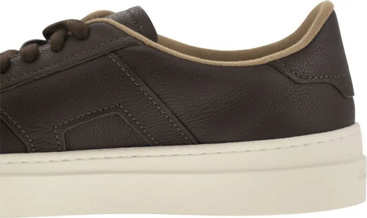 Santoni Tumbled Leather Double Buckle Trainer - Image 7