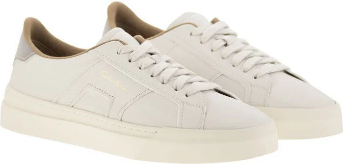 Santoni Tumbled Leather Double Buckle Trainer - Image 4