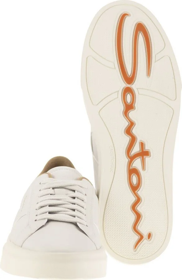 Santoni Tumbled Leather Double Buckle Trainer - Image 5