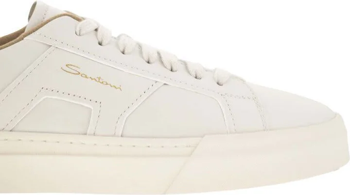 Santoni Tumbled Leather Double Buckle Trainer - Image 6