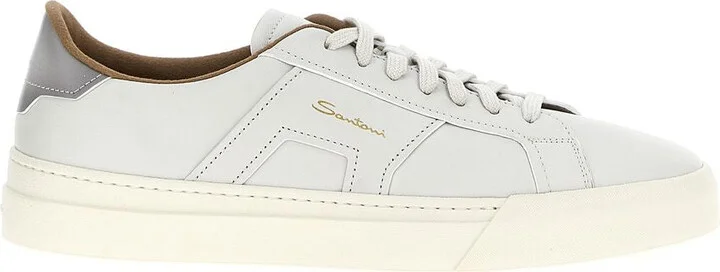Santoni Tumbled Leather Double Buckle Trainer