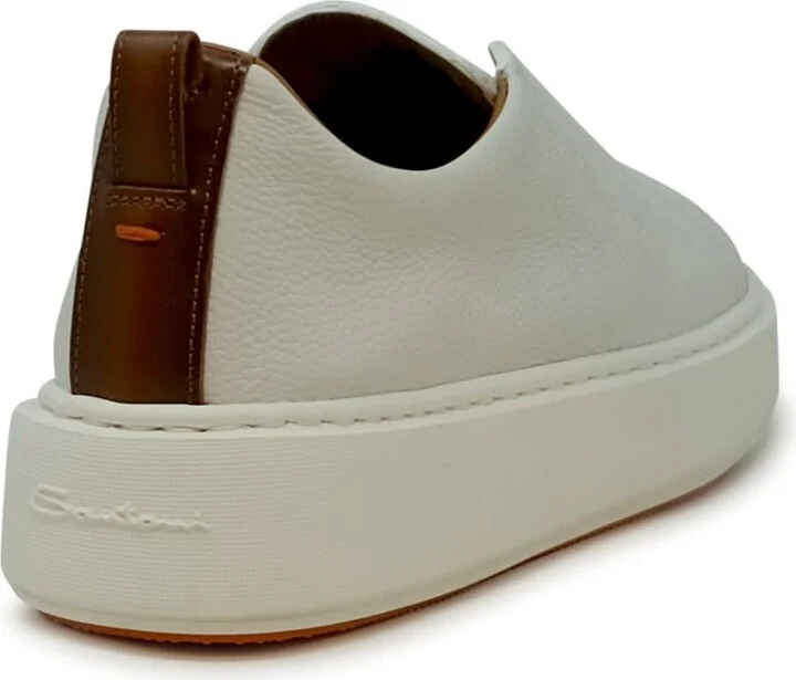 Santoni White Leather Sneaker - Image 3