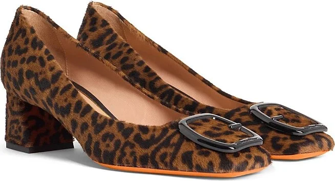 Santoni Women's Animal-Print Cavallino Mid-Heel Pump