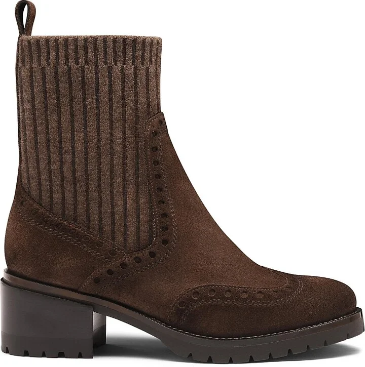 Santoni Women's Ferret Suede Low-Heel Ankle Bootie