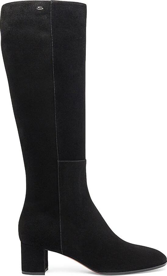 Santoni Women's Filed Suede Mid-Heel Boot