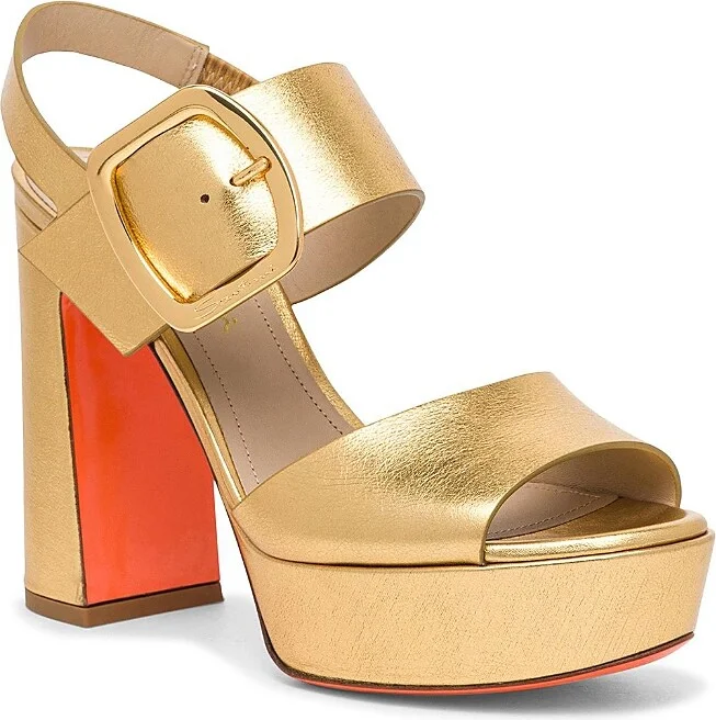 Santoni Women's Laminated Leather High-Heel Sandal