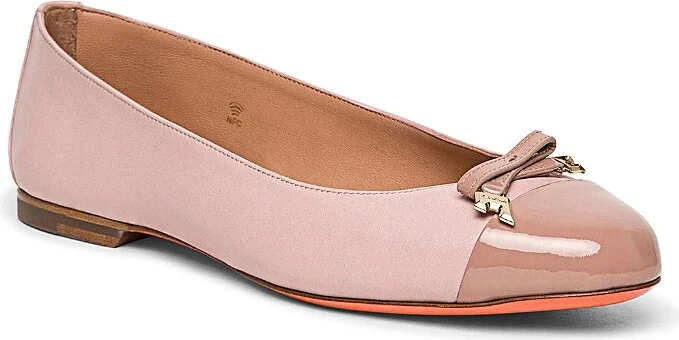 Santoni Women's Leather and Patent Leather Ballet Flat