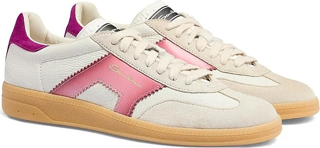 Santoni Women's Leather and Suede Dbs Oly Sneaker