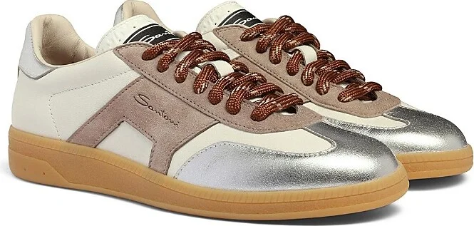 Santoni Women's Leather and Suede Dbs Oly Sneaker