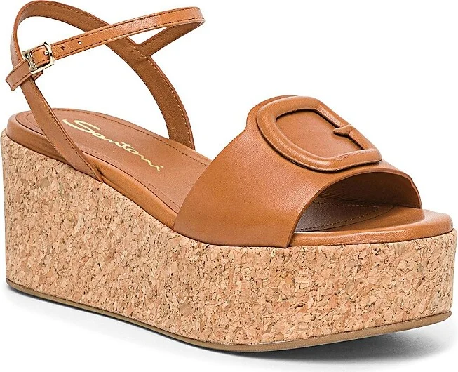 Santoni Women's Leather Wedge Sandals