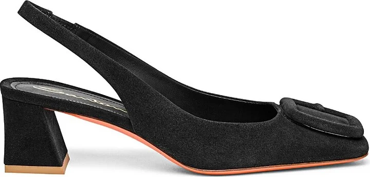 Santoni Women's Lemon Suede Sling Back Pumps