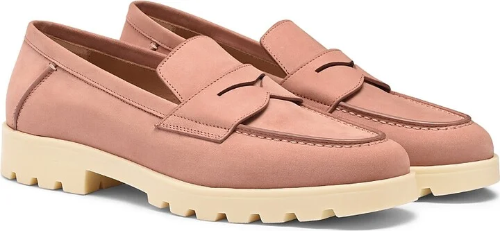 Santoni Women's Pink Nubuck LugSole Loafer