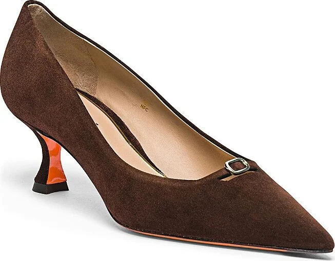 Santoni Women's Suede Mid-Heel Pump