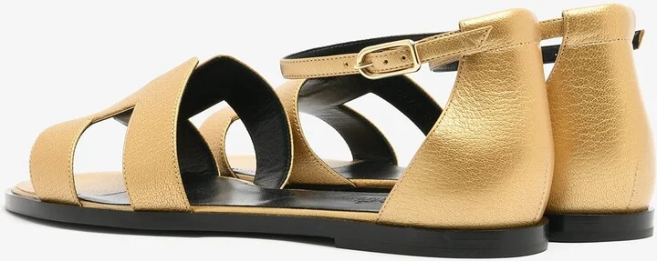 Santorini Sandals in Dore Metallic Grained Goatskin - Image 2