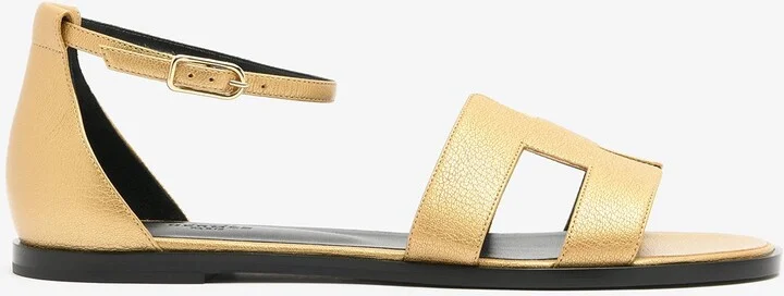 Santorini Sandals in Dore Metallic Grained Goatskin