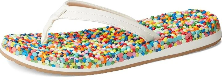 Sanuk Bubblecush Women's Sandals Rainbow Confetti : 6 B - Medium, Leather/Rubber - Image 5