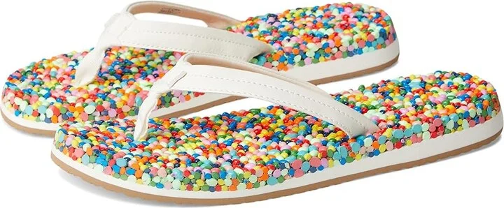 Sanuk Bubblecush Women's Sandals Rainbow Confetti : 6 B - Medium, Leather/Rubber