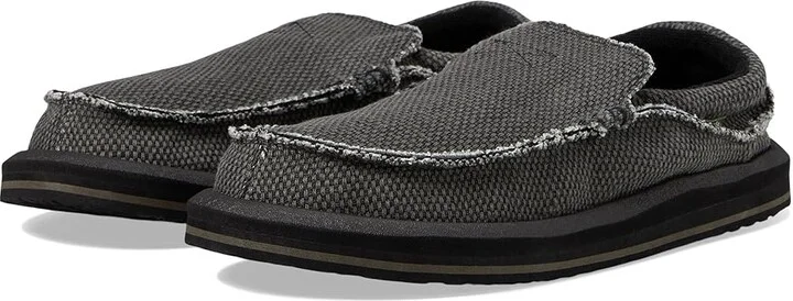 Sanuk Chiba Men's Slip on Shoes Black 1 : 7 D - Medium, Textile
