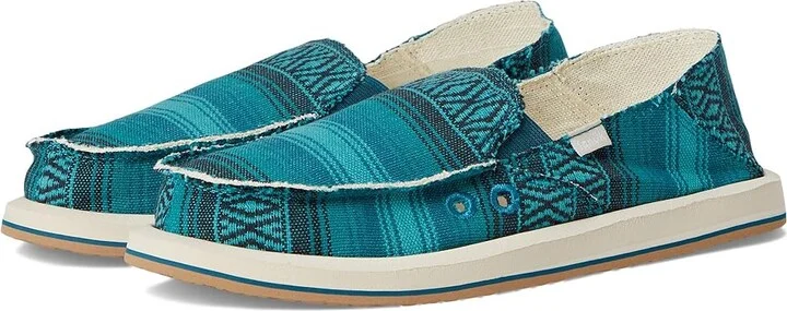 Sanuk Donna Blanket Women's Slip on Shoes Deep Lake : 5 B - Medium, Textile