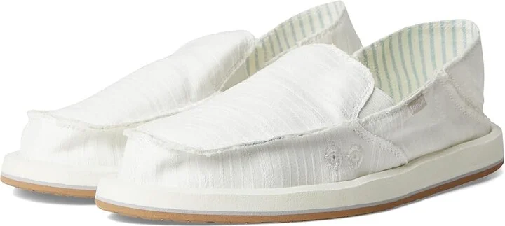 Sanuk Donna Days Women's Flat Shoes White : 6 B - Medium, Cotton/Hemp/Rubber