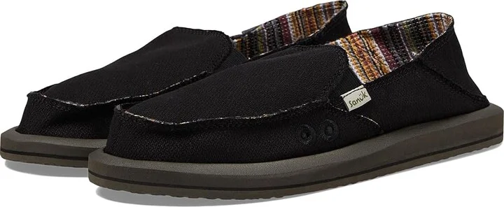 Sanuk Donna Hemp Two-Tone Women's Shoes Black : 5 B - Medium, Synthetic