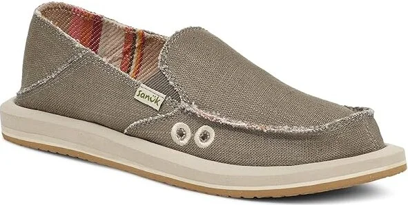 Sanuk Donna Hemp Women's Slip on Shoes Smokey Olive : 5 B - Medium, Canvas