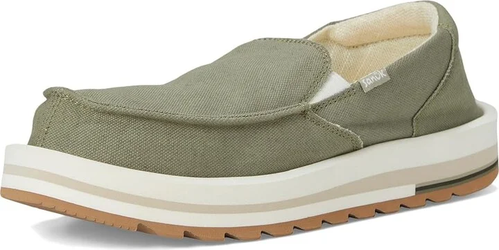 Sanuk Donna Mesa Women's Flat Shoes Olive : 5 B - Medium, Cotton/Hemp - Image 5