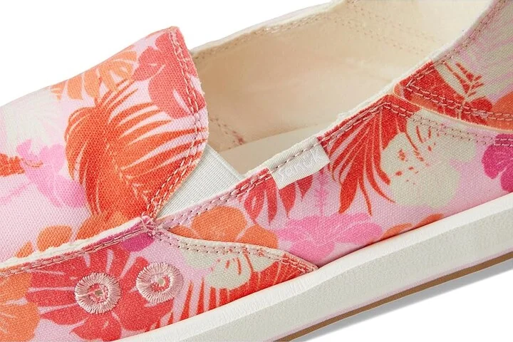 Sanuk Donna Tropics Women's Flat Shoes Sugar Coral : 5 B - Medium, Cotton/Polyester/Rubber - Image 7