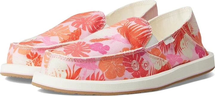 Sanuk Donna Tropics Women's Flat Shoes Sugar Coral : 5 B - Medium, Cotton/Polyester/Rubber