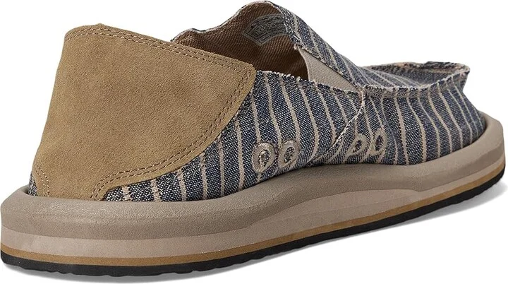 Sanuk Donny Linen Men's Shoes Navy Stripe : 14 D - Medium - Image 4