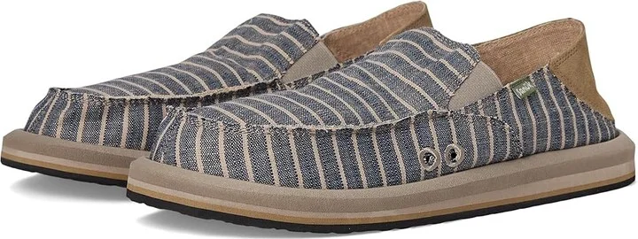 Sanuk Donny Linen Men's Shoes Navy Stripe : 14 D - Medium