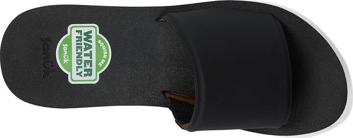 Sanuk Highland Slide Women's Sandals Black : 9 B - Medium, Leather/Rubber - Image 2