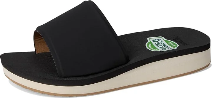 Sanuk Highland Slide Women's Sandals Black : 9 B - Medium, Leather/Rubber - Image 5