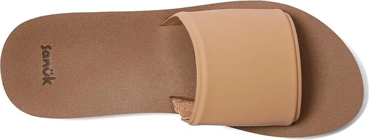 Sanuk Highland Slide Women's Sandals Tan : 11 B - Medium, Leather/Rubber - Image 2