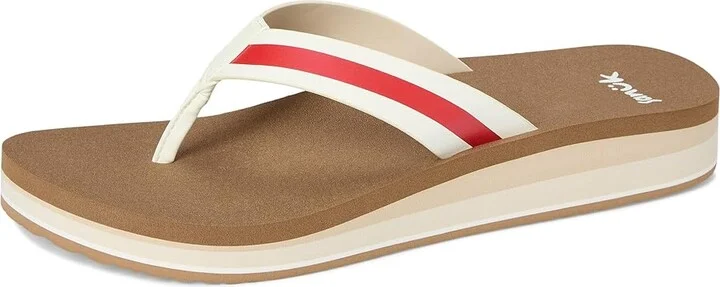 Sanuk Highland Stripe Women's Wedge Shoes Red : 10 B - Medium, Rubber - Image 5
