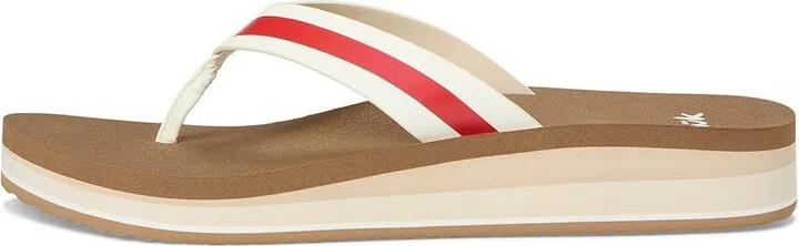 Sanuk Highland Stripe Women's Wedge Shoes Red : 10 B - Medium, Rubber - Image 6