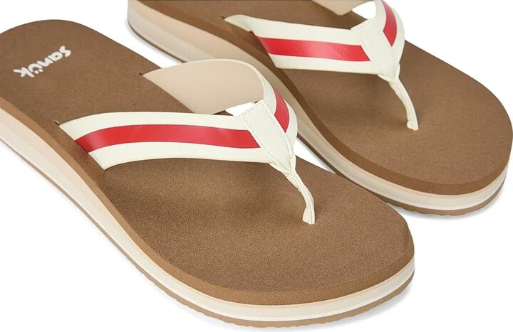 Sanuk Highland Stripe Women's Wedge Shoes Red : 10 B - Medium, Rubber - Image 7