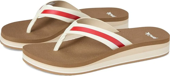 Sanuk Highland Stripe Women's Wedge Shoes Red : 10 B - Medium, Rubber
