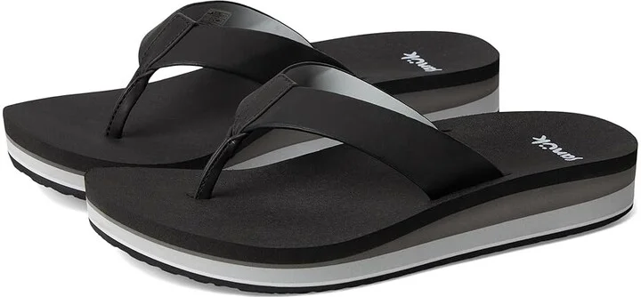 Sanuk Highland Women's Sandals Black/Grey : 7 B - Medium, Leather/Rubber