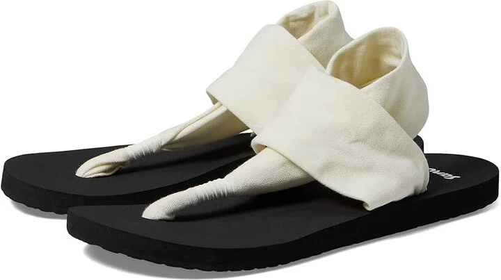 Sanuk Sling Soft Top Women's Shoes White/Black : 8 B - Medium, Textile