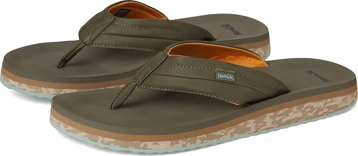 Sanuk Tiderush Men's Sandals Olive : 9 D - Medium, Faux Leather