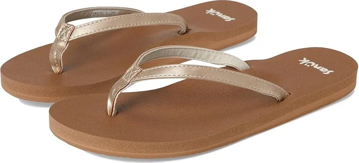 Sanuk Yoga Joy II Shimmer Women's Sandals Champagne : 11 B - Medium, Rubber