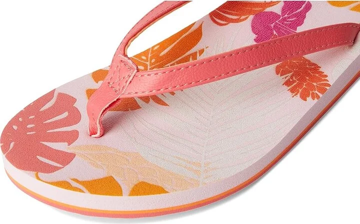 Sanuk Yoga Joy II Tropics Women's Sandals Sugar Coral : 8 B - Medium, Leather/Rubber - Image 7