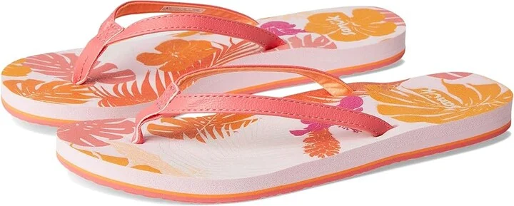 Sanuk Yoga Joy II Tropics Women's Sandals Sugar Coral : 8 B - Medium, Leather/Rubber