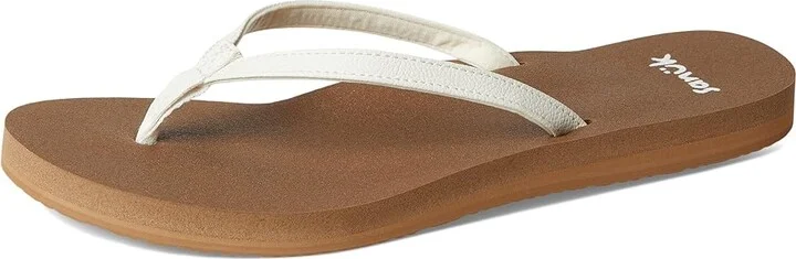 Sanuk Yoga Joy II Women's Sandals White : 8 B - Medium, Leather/Rubber - Image 5