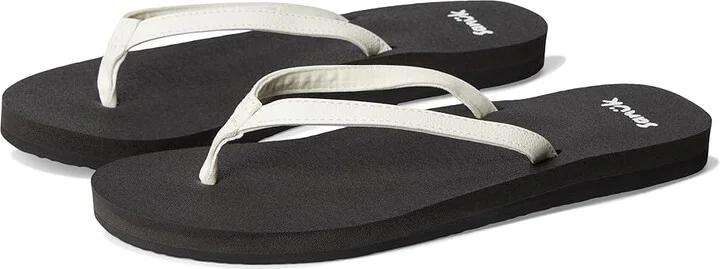 Sanuk Yoga Joy II Women's Sandals White/Black : 5 B - Medium, Leather/Rubber